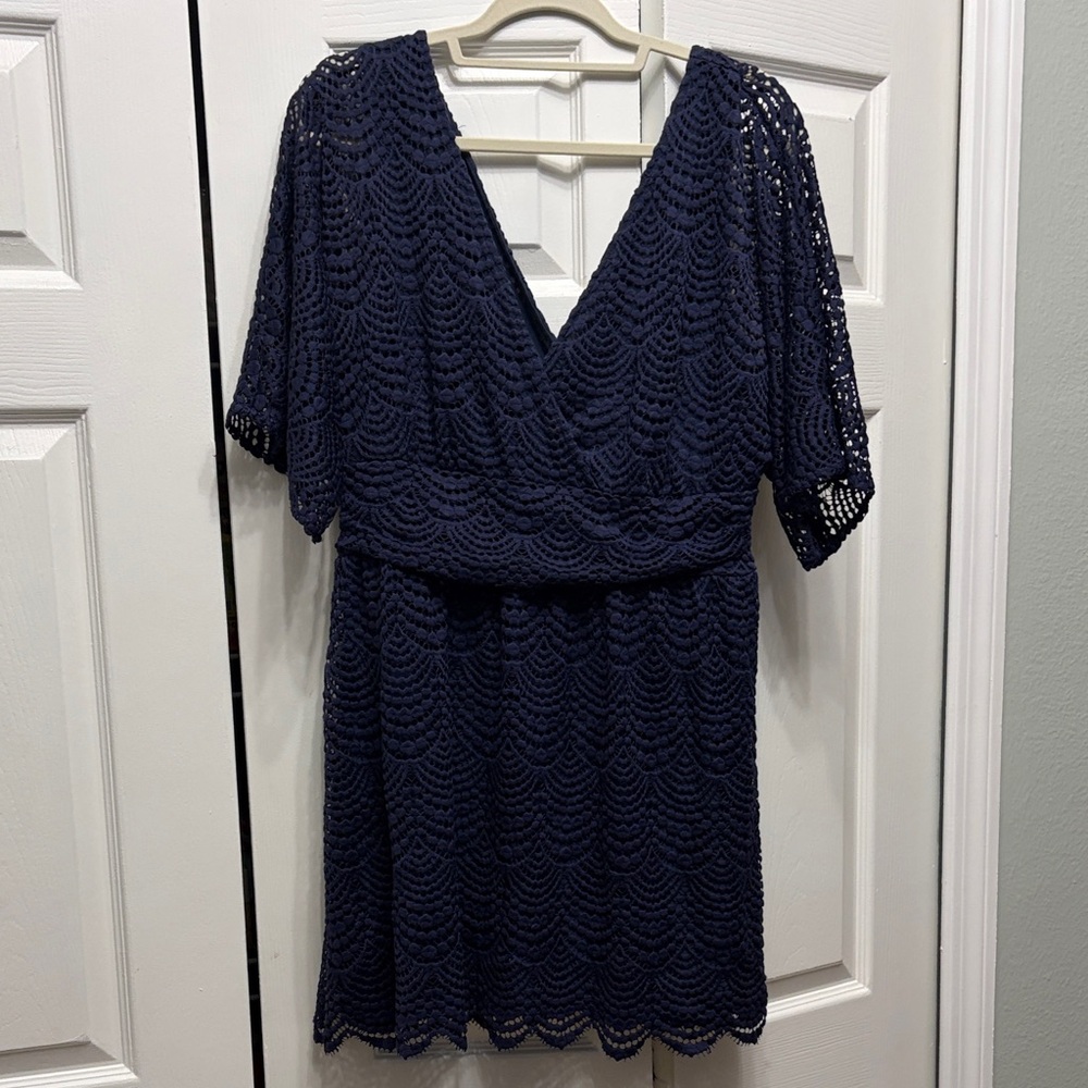 Lilly Pulitzer Parigi Skort Romper True Navy Scalloped Lace